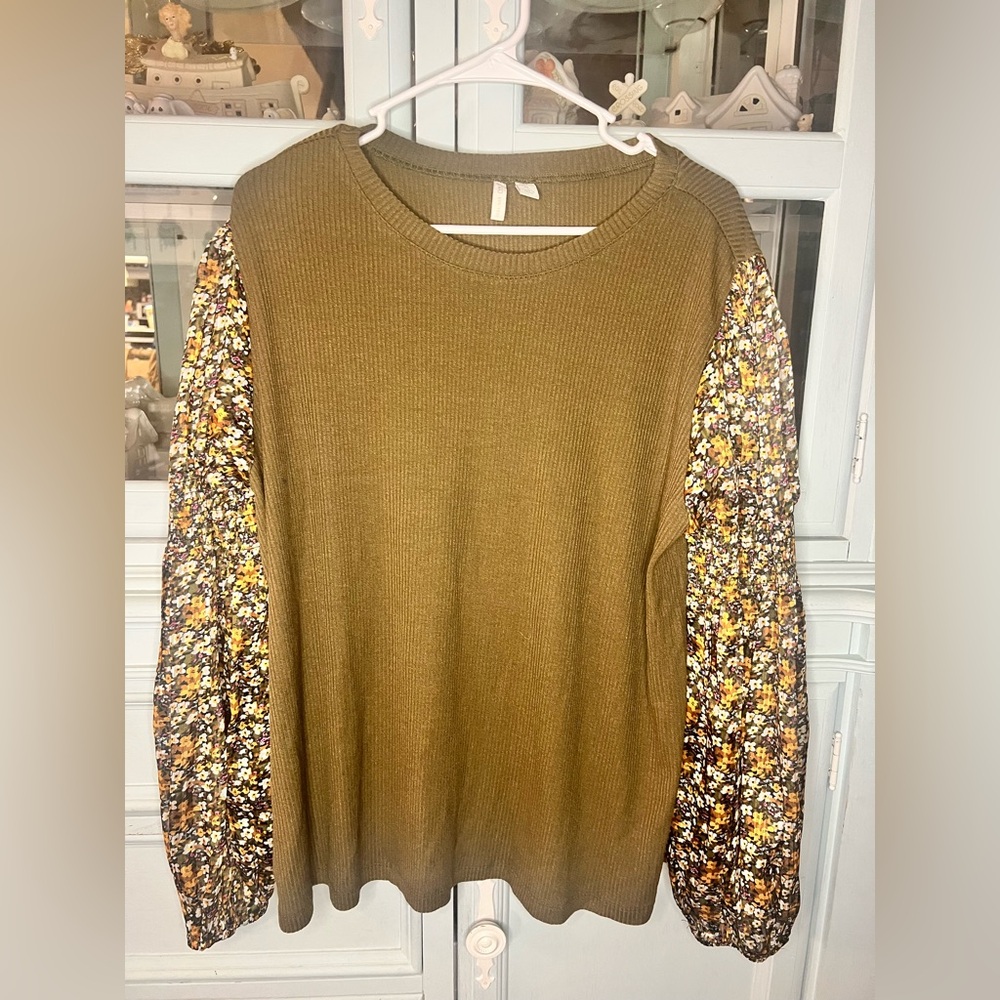Cato green Floral Sleeve Blouse